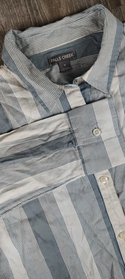 Falls Creek Women's Small Striped White Blue Long Sleeve Button Shirt Collar NWT - Image 1 of 4