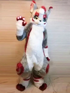 Long Fur Husky Dog Fox Mascot Costume Fursuit Halloween Suit Cosplay NEW - Picture 1 of 3
