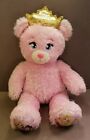 Build A Bear Disney Princess Sparkle Pink Bear W/Crown Plush Toy Stuffed Animal