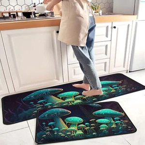 Mushroom Kitchen Rugs and Mats Non Skid Washable Absorbent Stain ResistantDur... - Picture 1 of 9