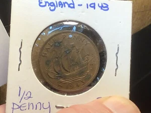 1948 UK BRITISH Half Penny, 1/2 Penny Great Britain, 1 Coin - Picture 1 of 2