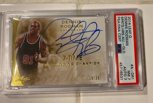 Dennis Rodman 2014 Leaf Q Autographed Sports Heros 7-time Rebounding Champ Card