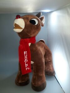 TESTED Huge Rudolph The Red Nosed Reindeer Plush Jumbo 24” Light Up Nose Dan Dee