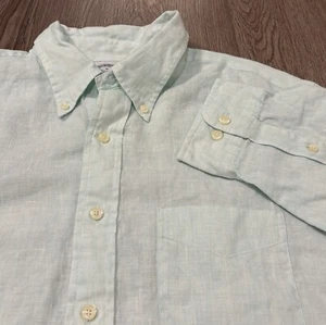 Brooks Brothers 100% Irish Linen Button Up Long Sleeve Shirt Men’s XL Aqua Blue - Picture 1 of 4