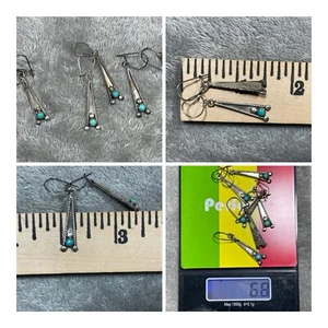 Vintage Sterling Silver Native American Turquoise Dangle Earrings ( 3 Pair ) - Picture 1 of 5
