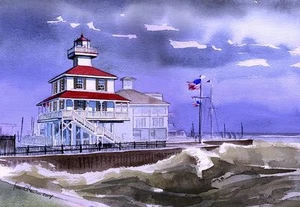 Faro de New Canal, Lake Pontchartrain, Nueva Orleans. Cuadernos artísticos de James Mann - Imagen 1 de 2