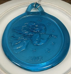 Kobaltblau 2003 Kunst Glas hängend Weihnachtsschmuck Sonnenfänger Engel mit Horn - Bild 1 von 5