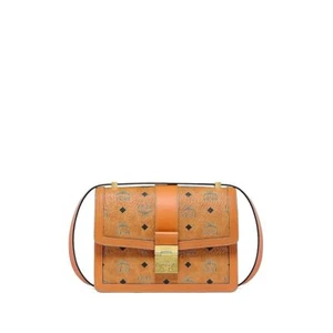 MCM Tracy Medium Leather Signature Visetos Shoulder Bag Cognac - Picture 1 of 4