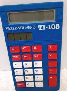 Texas Instruments TI-108 Blue School Calculator Solar Basic Auto Shutoff Kids - Picture 1 of 1