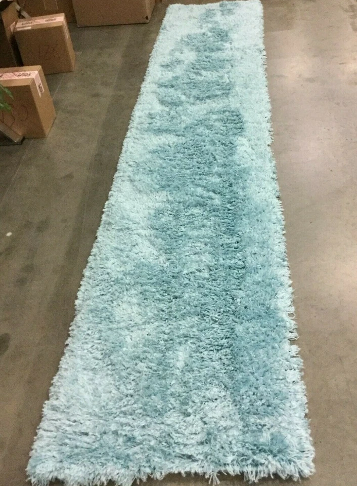 LIGHT TURQUOISE 2'-3" X 12' Back Stain Rug, Reduced Price 1172635889 PSG800T-212 - Image 1 of 4