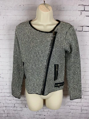 Ya Los Angeles Jacket One Size Women's Knit Black Silver Asymmetric Zip (AAC) - Image 1 of 4