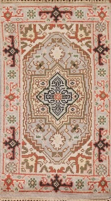 Alfombra pequeña oriental anudada a mano geométrica Heriz Serapi alfombra de vestíbulo de lana de 2'x3' Foto 1 de 4