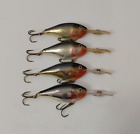 (4) Rapala Risto Rap RR-7 Crankbait Fishing Lures Lot of 4 - Silver Plated