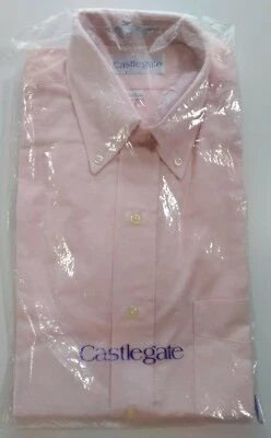 Camisa Rosa Buttondown De Colección Años 80 Rara Nueva de Lote Antiguo Castle gate Macy's EE. UU. Manga Corta Foto 1 de 4