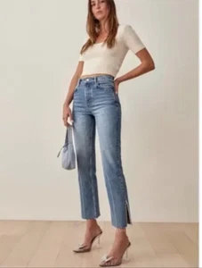 Reformation Gem Slit-Hem Straight-Leg Jeans Size 26 - Picture 1 of 18