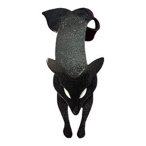 Vintage Lea Stein Paris Dark Emerald Green Celluloid Fox Brooch Pin - Picture 1 of 4