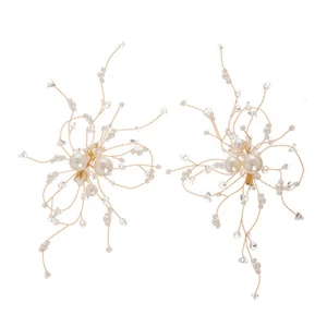 2 Pcs Pearl Rhinestones Hairpins Bridal Hairpins Wedding Headpiece - Picture 1 of 12