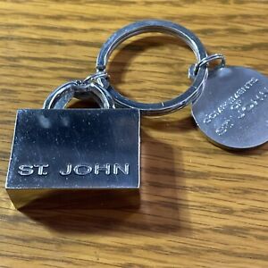 Vintage St John Silver Tone Shopping Bag Key Ring, Keychain, Purse Fob