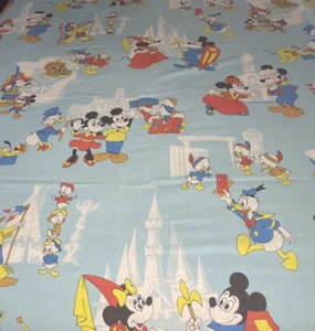 Vintage Disneyland Frontierland Mickey Mouse Twin Sheet Set 2 Pcs Fabric Crafts - Picture 1 of 21