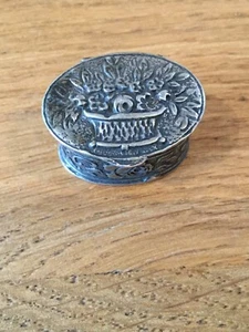 SILVER .800 PILL BOX NICELY DECORATED - Picture 1 of 6