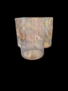 Vintage Hand Blown Pink Luster Tumbler Glasses  Artist Signed. Made In Maine. - Picture 1 of 6