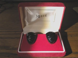 Vintage Swank Men’s Cufflinks Original Box Black Onyx Sterling Silver Mexico - Picture 1 of 21