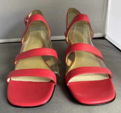 Sandalias de tacón Chadwick’s para mujer 8,5 M de cuero rosa con tiras y tacones bloque Foto 1 de 4