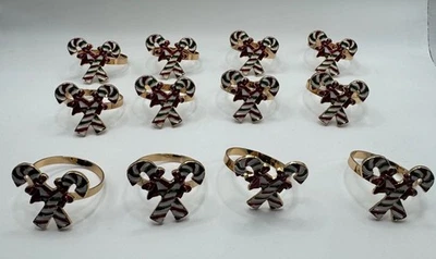 Juego de 12 servilleteros de metal con bastón de caramelo mesa de vacaciones - nunca usados - arcos Foto 1 de 3