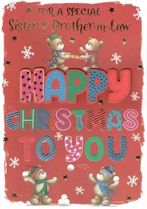 WEIHNACHTSKARTE SCHWESTER UND SCHWAGER - hochwertige GROSSE Karte süßes Design - Bild 1 von 3