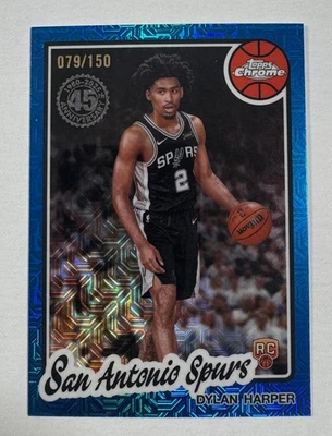 025-26 Topps Basketball Dylan Harper Blue /150 Mojo Chrome Refractor Spurs RC - Image 1 of 3