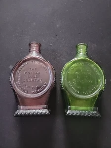 2 VINTAGE MINI WHEATON GLASS DECANTERS 1896 IN SILVER WE TRUST THE "MOTHER LODE" - Picture 1 of 5