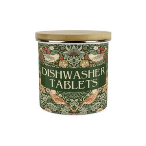 Green Strawberry Thief Dishwasher Tablets Canister - William Morris Home Storage - Picture 1 of 4