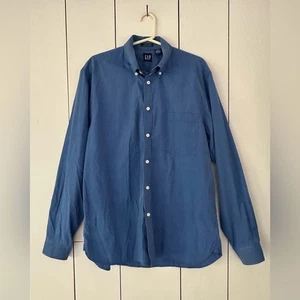 GAP End on End Popeline Langarm Hemd mit Knopfleiste Gr. M blau 100% Baumwolle - Bild 1 von 6