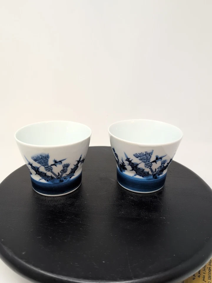 Pair Of Japanese Blue And White Porcelain Arita-yaki Teacups - Image 1 of 4