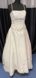 White Beaded Spaghetti Strap Wedding Dress uk 12 - #OCC 47 - Picture 1 of 15