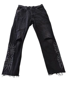 Vintage Big E Levi’s 501 Modified 28x28 Black Beaded Distress Holes Two Horses - Picture 1 of 24