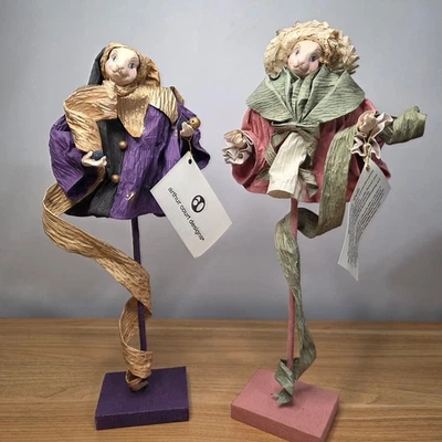 Conjunto de muñecas renacentistas hechas a mano Arthur Court Designs bufón payaso conejo figuras Foto 1 de 4