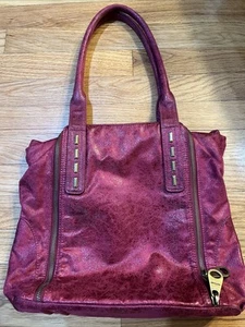 Matt & Nat Vegan Pink Red Tote Bronze Studs Zippers Recycled Plastic Bag - Picture 1 of 15