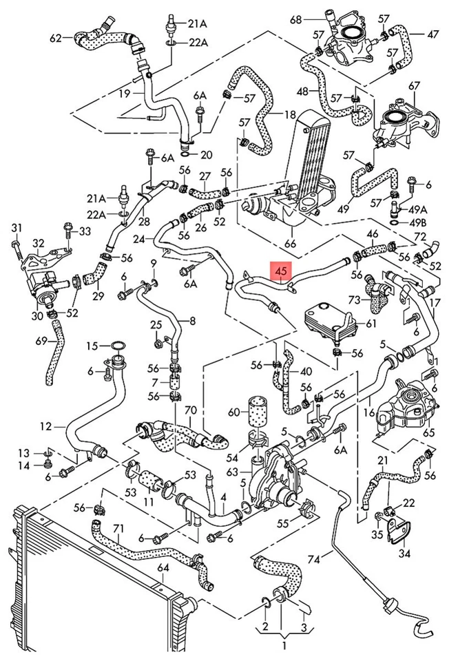 Tubo de refrigerante genuino AUDI A8 S8 quattro 4H2 4H8 4HC 4HL 057121507H Foto 1 de 1