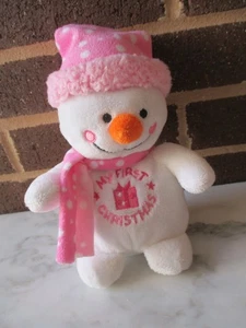 My First Christmas Stitched on Tummy 9" Stuffed Plush Pinks Hat & Scarf - Picture 1 of 3