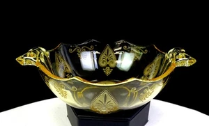 Fostoria Glass Trojan Etch #280 Topaz Vintage 6 7/8" Whipped Cream Bowl 1929- - Picture 1 of 8
