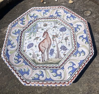 Vintage Studio Art Pottery Estrella De Conimbriga Portuguese Hand Painted Plate - Image 1 of 4