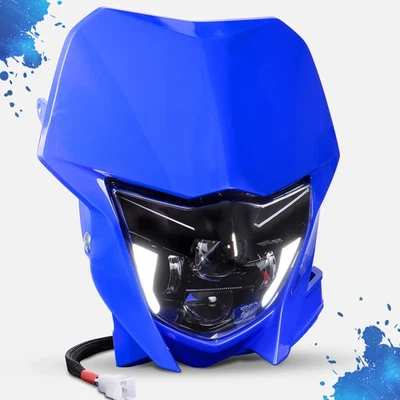 Передняя светодиодная фара дневного света синий ободок для Yamaha WR450F WR250F 2007-2025 Enduro - Изображение 1 из 4