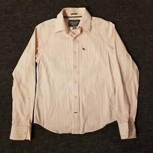 Abercrombie & Fitch Shirt Mens Small Pink Striped Muscle Fit Button Up Casual