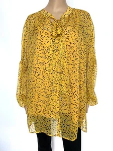 Nuovo con etichetta! NUOVO! MARINA RINALDI tunica blusa top seta gialla taglie forti US 20 BELLA - Foto 1 di 14