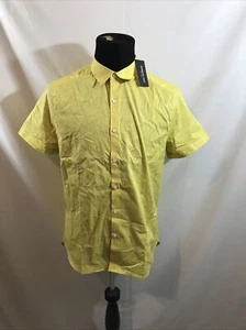 Kenneth Cole ""Limón"" diseño de hoja manga corta con botones - para hombre M, nuevo con etiquetas, pecho 21 - Imagen 1 de 4