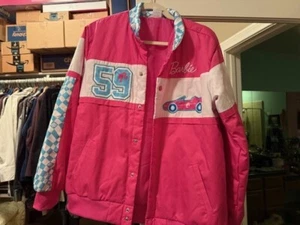 Barbie Pink Varsity Bomber Jacket Polyester Adult Size Small - Picture 1 of 6