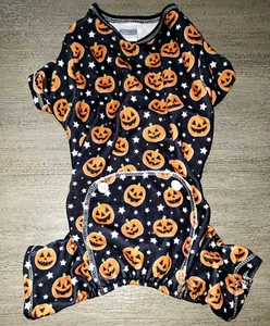 PAJAMA HALLOWEEN PERRO CACHORRO HEMBRA MACHO CALABAZAS MEDIANAS NEGRO NARANJA ESTRELLAS ¡LINDO! - Imagen 1 de 2