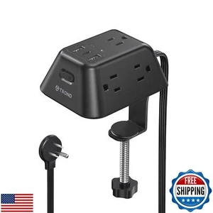 Tischklemme Steckdosenleiste, Überspannungsschutz mit 5 Steckdosen, 2 USB A, 1 USB C, - Bild 1 von 5