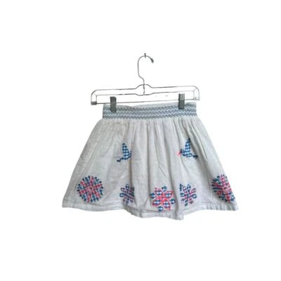 Falda Mini Boden Blanca y Azul Guinga Bordada Talla 9-10 Años Foto 1 de 4